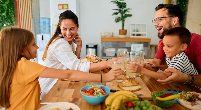 Family on the dinner table